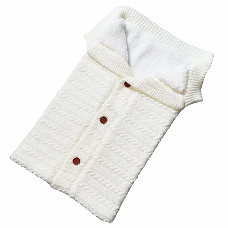 Warm Soft Cotton Knitting Envelope Newborn Baby Sleeping Bag(White) - Sleeping Bag by buy2fix | Online Shopping UK | buy2fix