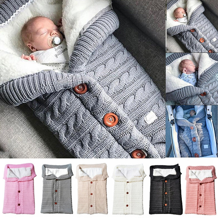 Warm Soft Cotton Knitting Envelope Newborn Baby Sleeping Bag(Dark Blue) - Sleeping Bag by buy2fix | Online Shopping UK | buy2fix