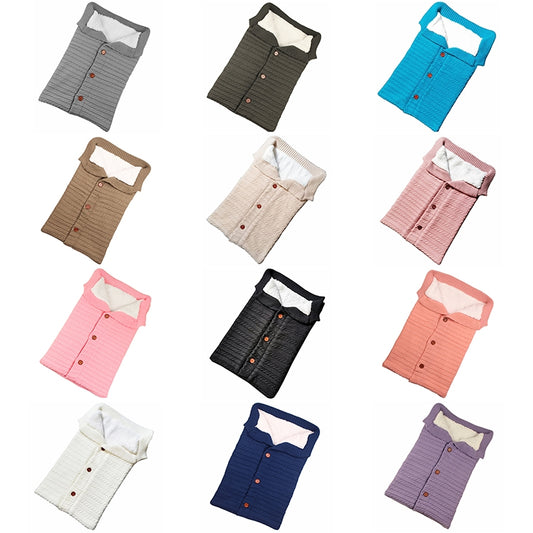 Warm Soft Cotton Knitting Envelope Newborn Baby Sleeping Bag(Dark Grey) by buy2fix
