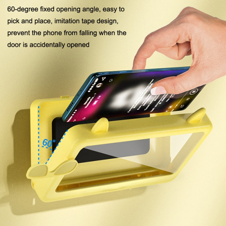 Bathroom Waterproof Mobile Phone Holder Bathing Watch TV Removable Touch Screen Phone Case(Yellow) - Shower & Wall Mounts by buy2fix | Online Shopping UK | buy2fix