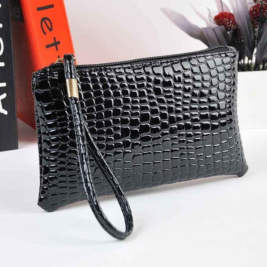 Fashion Long Crocodile Pattern Ladies Clutch Wallet(Black) by buy2fix
