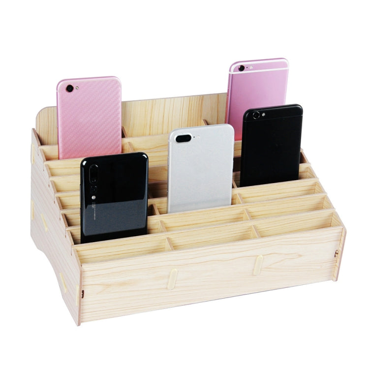 White Oak 24 Grid Wooden Conference Classroom Mobile Phone Organizer Desktop Storage Box - Storage Boxes by buy2fix | Online Shopping UK | buy2fix