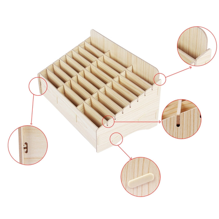White Oak 24 Grid Wooden Conference Classroom Mobile Phone Organizer Desktop Storage Box - Storage Boxes by buy2fix | Online Shopping UK | buy2fix