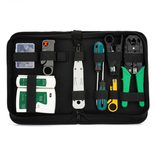 Three-purpose Network Cable Clamp Tester Hand Tool Set Home Network Repair Kit, Style:12 in 1 by buy2fix