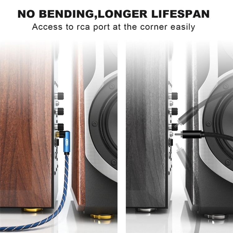 EMK Dual 90-Degree Male To Male Nylon Braided Audio Cable, Cable Length:2m(Blue) by EMK