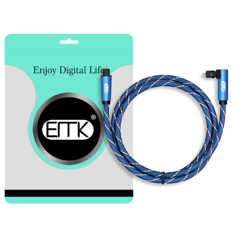 EMK 90 Degree Swivel Adjustable Right Angled 360 Degrees Rotatable Plug Nylon Woven Mesh Optical Audio Cable, Cable Length:30m(Blue) by EMK