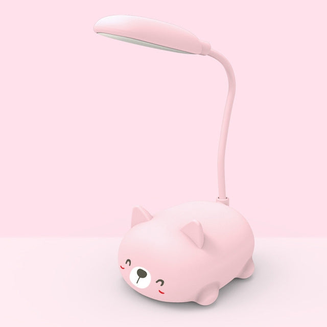 Cartoon Cat Design LED Eye Protection Reading Lamp USB Rechargeable Desk Lamp(Pink) - by buy2fix | Online Shopping UK | buy2fix