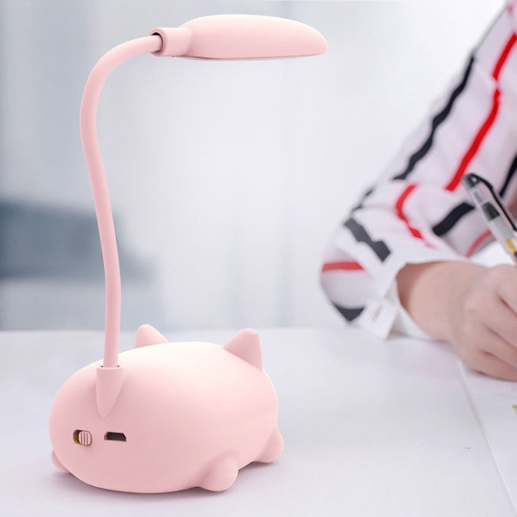 Cartoon Cat Design LED Eye Protection Reading Lamp USB Rechargeable Desk Lamp(Pink) - by buy2fix | Online Shopping UK | buy2fix