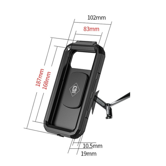 Kewig Bicycle Motorcycle Rearview Mirror Waterproof Box Touch Screen Phone Holder(Large) by Kewig