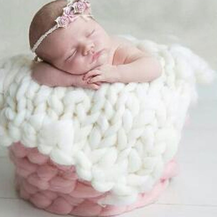 50x50cm Soft Newborn Photography Prop Chunky Knit Blanket for 100 Days Milestone(White) - Baby Photo Props by buy2fix | Online Shopping UK | buy2fix