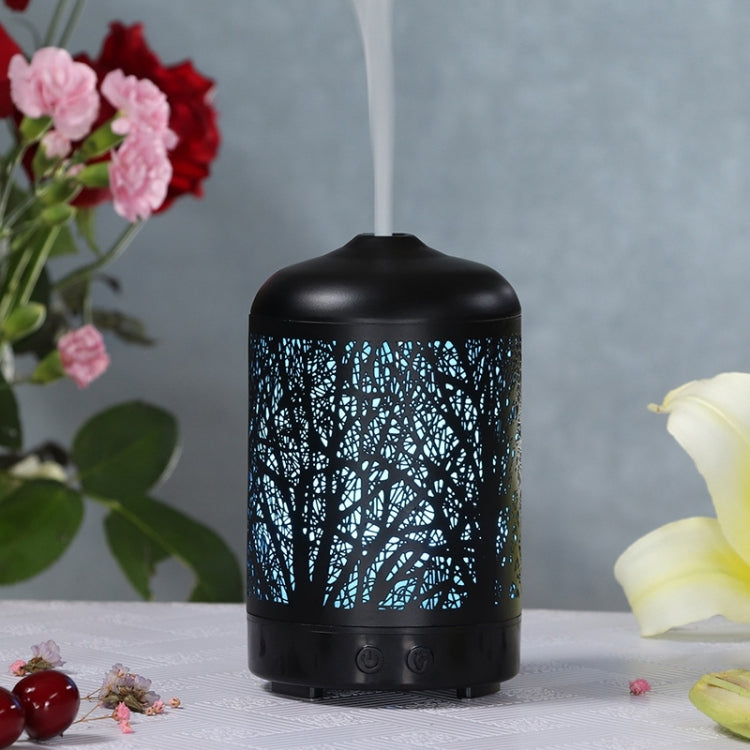 Metal Tree Air Humidifier Essential Oil Diffuser Mist Maker Colorful LED Lamp Diffuser Aromatherapy Air Purifier, EU Plug(Black) by buy2fix