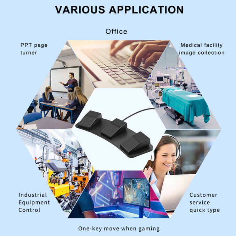 Pcsensor FS23 CF Foot Pedal Switch Keyboard Control Mouse Game Combo Pedal(Mechanical Sound) by Pcsensor