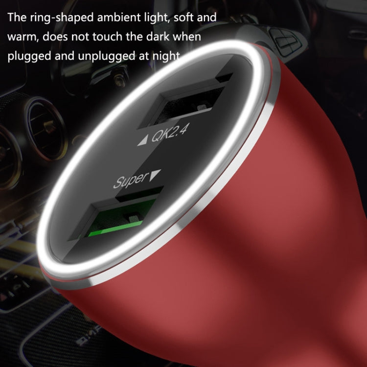 QIAKEY QK505L Dual Ports Fast Charge Car Charger(Red) by QIAKEY