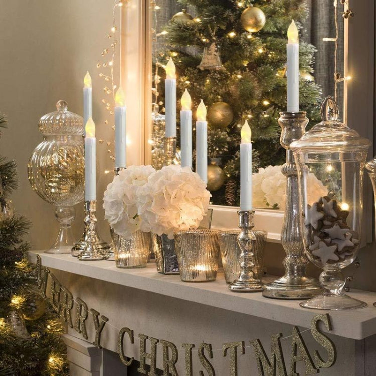 12pcs / Box LED Electronic Candle Light Flameless Long Rod Christmas Candle, Spec:Flashing Warm White Light - Christmas Decoration Lamps by buy2fix | Online Shopping UK | buy2fix