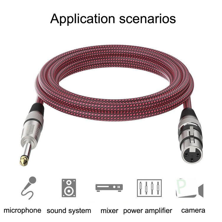 0.5m Red and Black Net TRS 6.35mm Male To Caron Female Microphone XLR Balance Cable - Microphone Audio Cable & Connector by buy2fix | Online Shopping UK | buy2fix