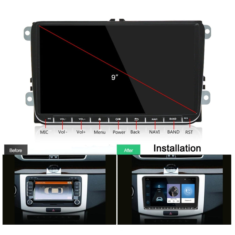 A3041 For Volkswagen 2+64G 9-inch Central Control Large Screen With Carplay Car Android10.0 Navigator Player, Style:Standard+AHD Camera - Car MP3 & MP4 & MP5 by buy2fix | Online Shopping UK | buy2fix