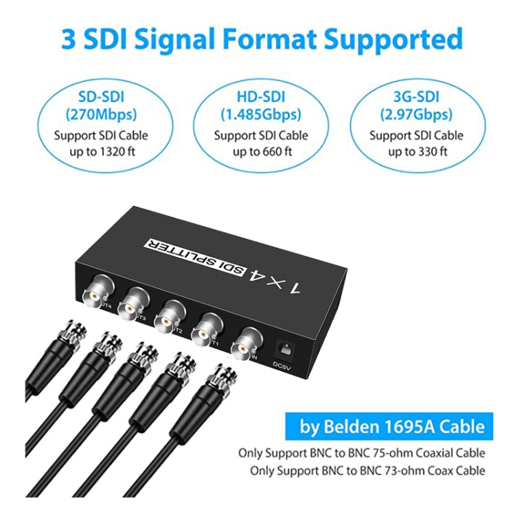 1 In 4 Out SD-SDI / HD-SDI / 3G-SDI Distribution Amplifier Video SDI Splitter(EU Plug) - Splitter by buy2fix | Online Shopping UK | buy2fix
