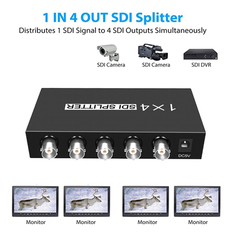 1 In 4 Out SD-SDI / HD-SDI / 3G-SDI Distribution Amplifier Video SDI Splitter(EU Plug) - Splitter by buy2fix | Online Shopping UK | buy2fix