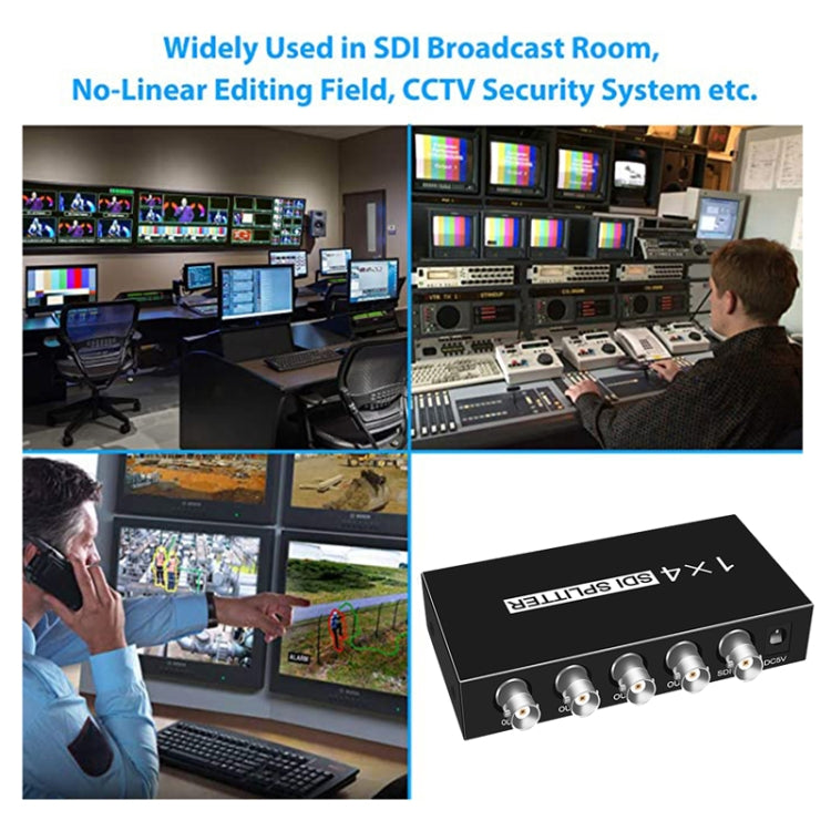 1 In 4 Out SD-SDI / HD-SDI / 3G-SDI Distribution Amplifier Video SDI Splitter(EU Plug) - Splitter by buy2fix | Online Shopping UK | buy2fix