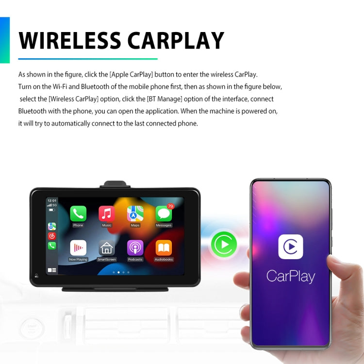 A3135 7 Inch HD Wired Smart Screen With Wireless CarPlay + Android Auto + Android With With 16G Memory Card - Car MP3 & MP4 & MP5 by buy2fix | Online Shopping UK | buy2fix