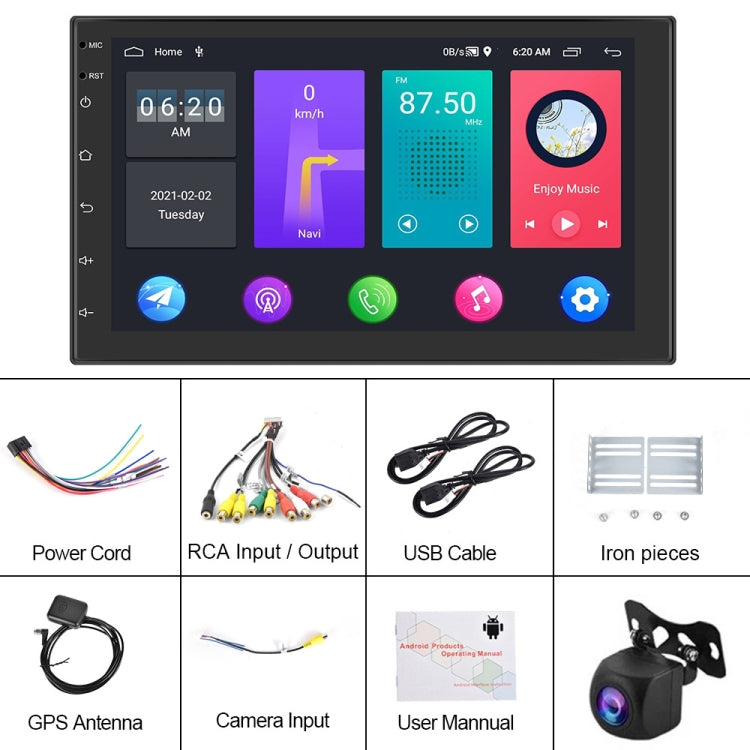 A2798 9 Inch Android WiFi 2+32G Central Control Large screen Universal Car Navigation Reversing Video Player, Style:Standard+AHD Camera - Car MP3 & MP4 & MP5 by buy2fix | Online Shopping UK | buy2fix