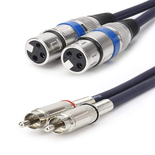 2RCA Male 2XLR Caron Female Speaker Audio Balance Cable, Length:3m by buy2fix