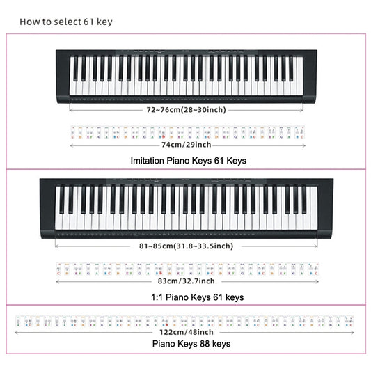 Children Beginner Piano Keyboard Color Stickers Musical Instrument Accessories, Style: Piano Keys 61 keys by buy2fix