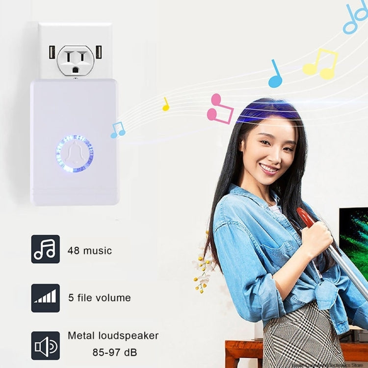 Villa Home Remote Doorbell 48 Classic Music Smart Wireless Doorbell, US Plug - Wireless Doorbell by buy2fix | Online Shopping UK | buy2fix