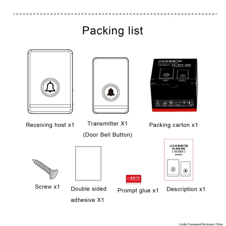 Villa Home Remote Doorbell 48 Classic Music Smart Wireless Doorbell, US Plug - Wireless Doorbell by buy2fix | Online Shopping UK | buy2fix