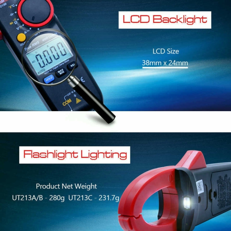 UNI-T UT213C Digital Clamp Meter AC DC Voltage Detector - Digital Multimeter by UNI-T | Online Shopping UK | buy2fix