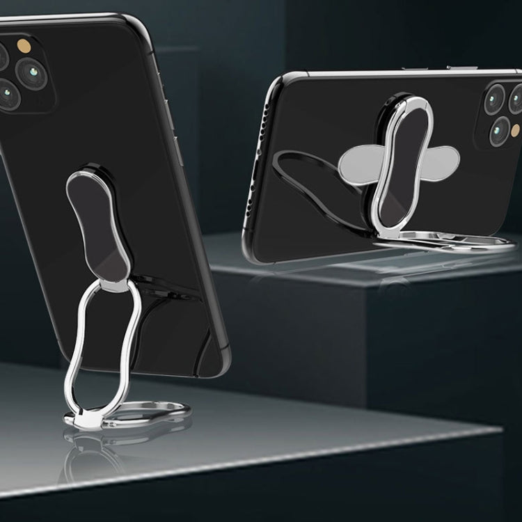 Metal Car Mobile Phone Folding Bracket Ring Buckle Paste Bracket,Style: Gourd(Silver) by buy2fix