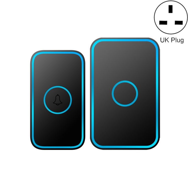 CACAZI A78 Long-Distance Wireless Doorbell Intelligent Remote Control Electronic Doorbell, Style:UK Plug(Elegant Black) - Wireless Doorbell by CACAZI | Online Shopping UK | buy2fix
