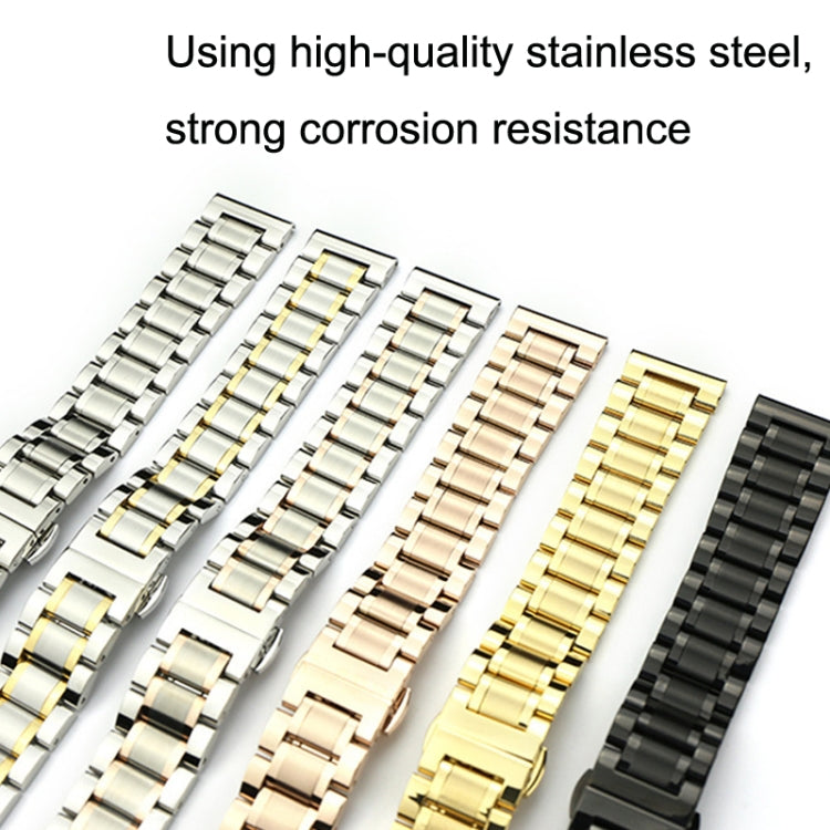 18mm Steel Bracelet Butterfly Buckle Five Beads Unisex Stainless Steel Solid Watch Strap, Color:Silver - Watch Bands by buy2fix | Online Shopping UK | buy2fix
