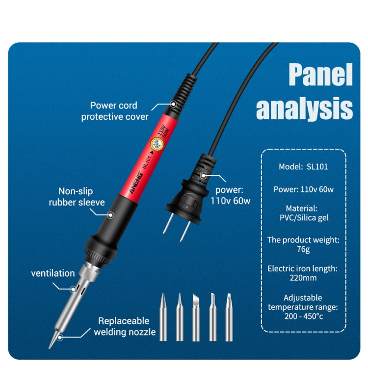 ANENG 60W Adjustable Temperature Electric Soldering Iron Welding Tool, US Plug(SL101) - Electric Soldering Iron by ANENG | Online Shopping UK | buy2fix
