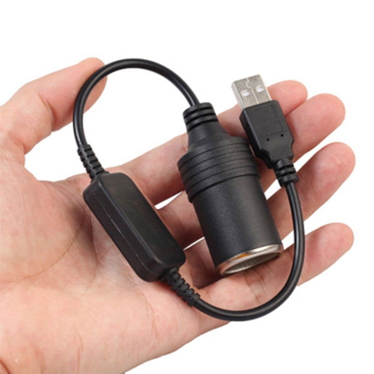 Car Converter Adapter Wired Controller USB to Cigarette Lighter Socket 5V to 12V Boost Power Adapter Cable(Black) - Cigar Socket by buy2fix | Online Shopping UK | buy2fix