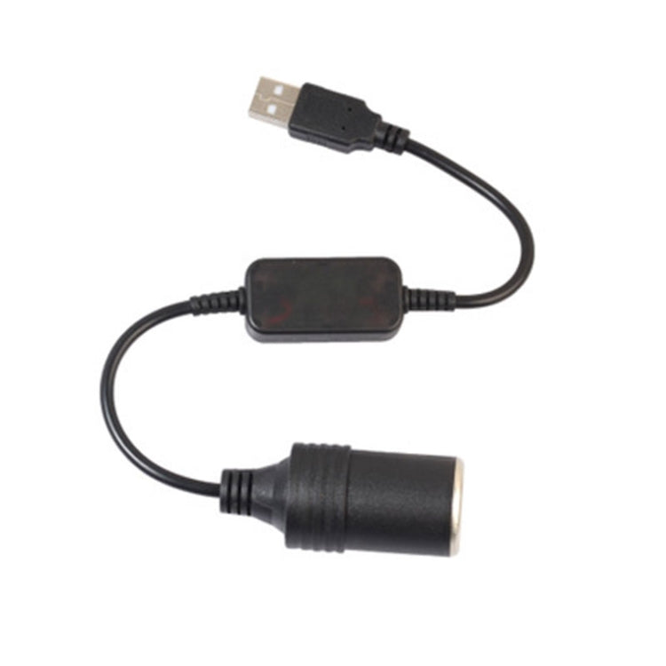 Car Converter Adapter Wired Controller USB to Cigarette Lighter Socket 5V to 12V Boost Power Adapter Cable(Black) - Cigar Socket by buy2fix | Online Shopping UK | buy2fix