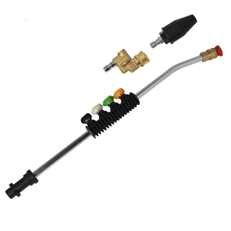 High Pressure Car Wash Water Gun 1/4 Quick Plug Interface Fan Shaped Five Color Nozzle Stainless Steel Elbow Extension Rod - Car Washer & Accessories by buy2fix | Online Shopping UK | buy2fix