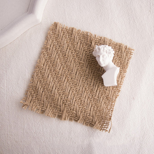 10 PCS 12x12cm Torn Edges Vintage Coarse Jute Scented Candle Coaster Photography Decoration Props(Fishbone) - Other Props by buy2fix | Online Shopping UK | buy2fix