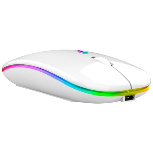 3 Keys RGB Backlit Silent Bluetooth Wireless Dual Mode Mouse(White) by buy2fix