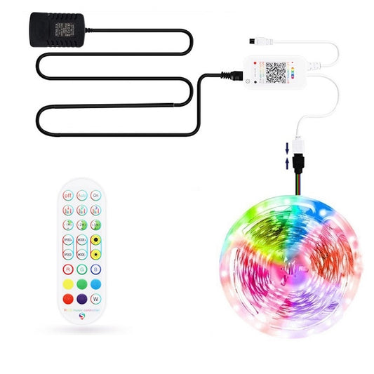 10M 600 LEDs Bluetooth Suit Smart Music Sound Control Light Strip Waterproof 5050 RGB Colorful Atmosphere LED Light Strip With 24-Keys Remote Control(EU Plug) by buy2fix