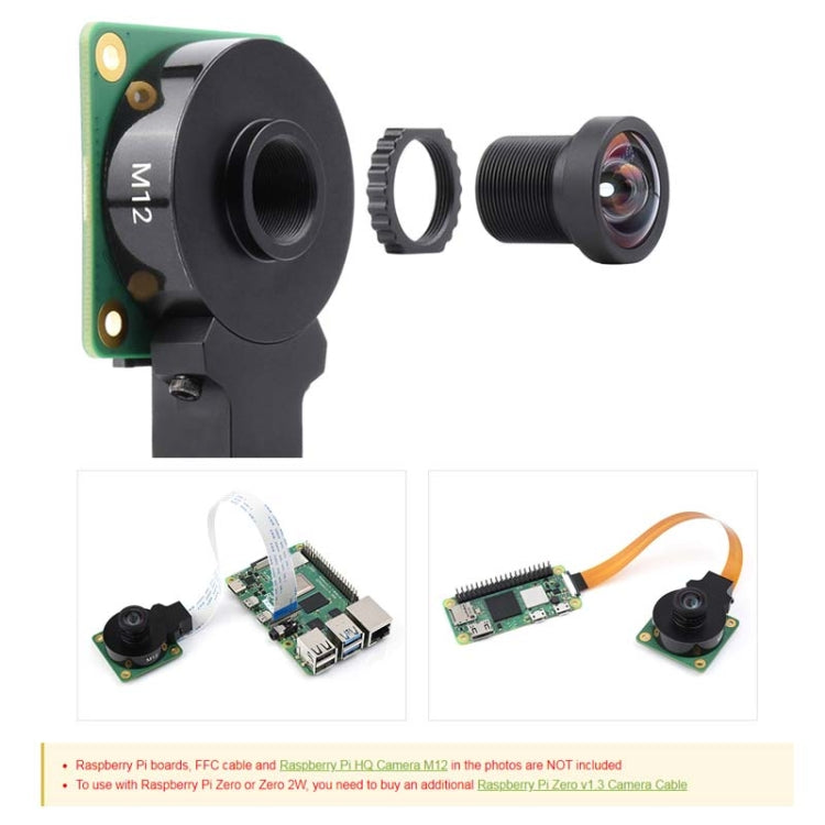 Waveshare WS1132712 For Raspberry Pi M12 High Resolution Lens, 12MP, 113 Degree FOV, 2.7mm Focal Length,23965 by WAVESHARE