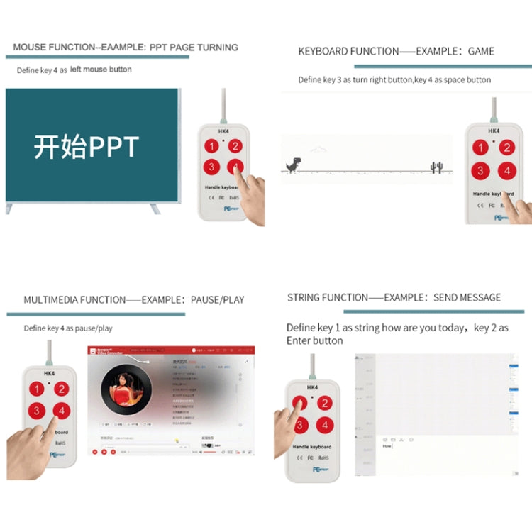 HK-4 4 Keys Custom PS Shortcut Keys Medical USB Keypad, Cable Length: 2m, Style:Without Anti-skid Stand by buy2fix