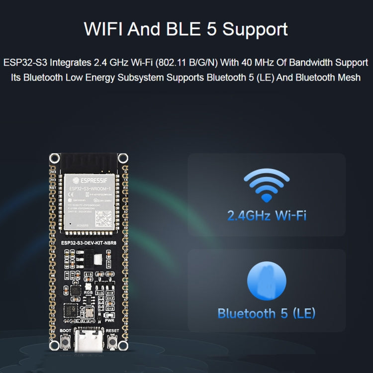 Waveshare ESP32-S3 Microcontroller 2.4GHz Wi-Fi Development Board ESP32-S3-WROOM-1-N8R8 Module Standard Ver. With Pinheader by Waveshare