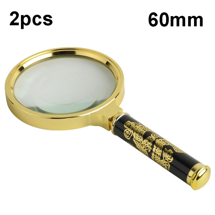 2pcs Elderly Reading Books Handheld Magnifier, Diameter:60mm(Non-removable Handle) - Hand Held Style by buy2fix | Online Shopping UK | buy2fix