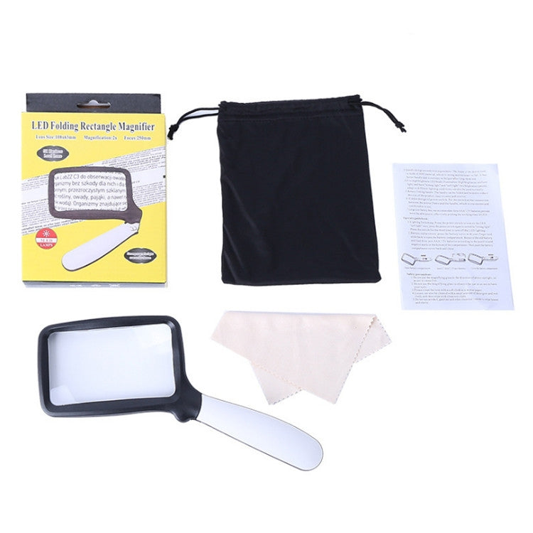 2X Handheld Folding Five LED Lights For Elderly People Reading Newspapers HD Acrylic Optical Lens Magnifying Glass by buy2fix