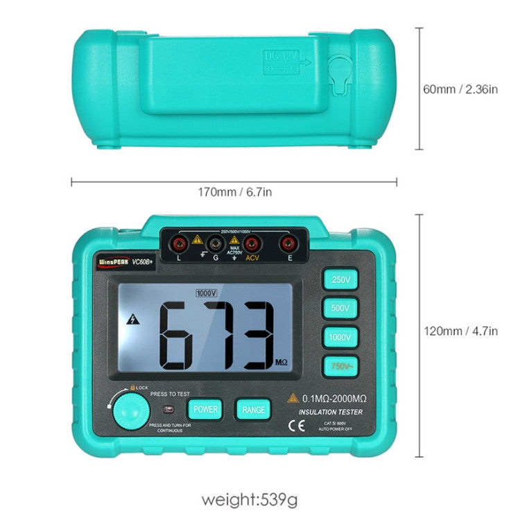 VC60B+ Digital Multimeter Measuring Instrument Digital Insulation Resistance Tester - Digital Multimeter by buy2fix | Online Shopping UK | buy2fix