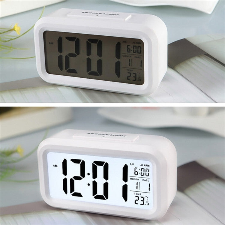 Temperature Type Lazy Snooze Alarm Mute Backlit Electronic Clock(White) - Alarm Clocks by buy2fix | Online Shopping UK | buy2fix