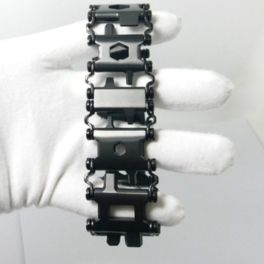 Multifunctional Stainless Steel Outdoor Survive Tool Bracelet for Men(Wide Black) by buy2fix
