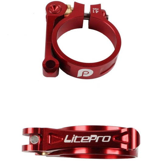 Litepro Seat Tube Clamp LP Folding Bike Seat Tube Clamp CNC 41mm Suitable for 33.9mm Seat Tube, Color:Red by Litepro