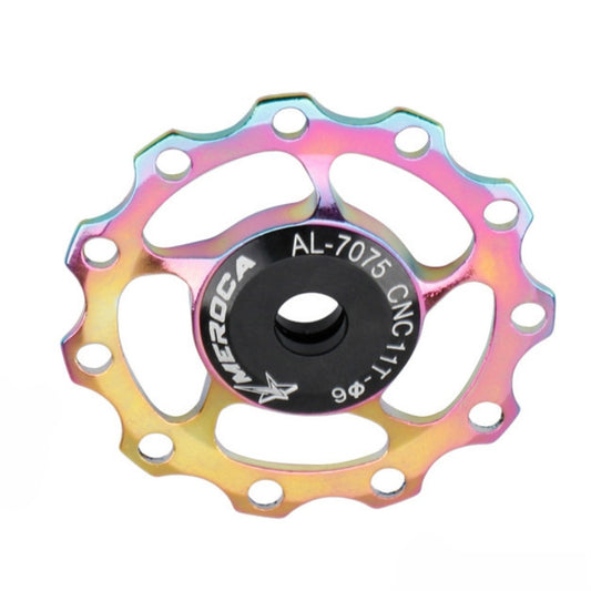 MEROCA Metal Bearings Mountain Bike Road Bike Rear Derailleur Guide Wheel 11T/13T Guide Wheel, Specification:11T, Color:Electroplating Colorful by buy2fix
